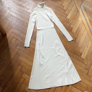 Ribbed Midi Turtleneck Sweater Dress